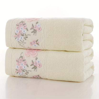 2pcs Cotton Embroidered Hand Towel, Absorbent & Quick-drying Showering Towel, Super Soft & Skin-friendly Hand Towel, For Home Bathroom, Ideal Bathroom Supplies