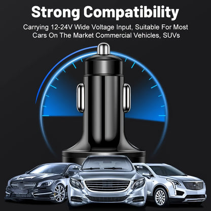 Car Charger With QC3.0 Fast Charging, 1 To 6 Multi-functional Car Adapter With PD Flash Charging And Digital Display