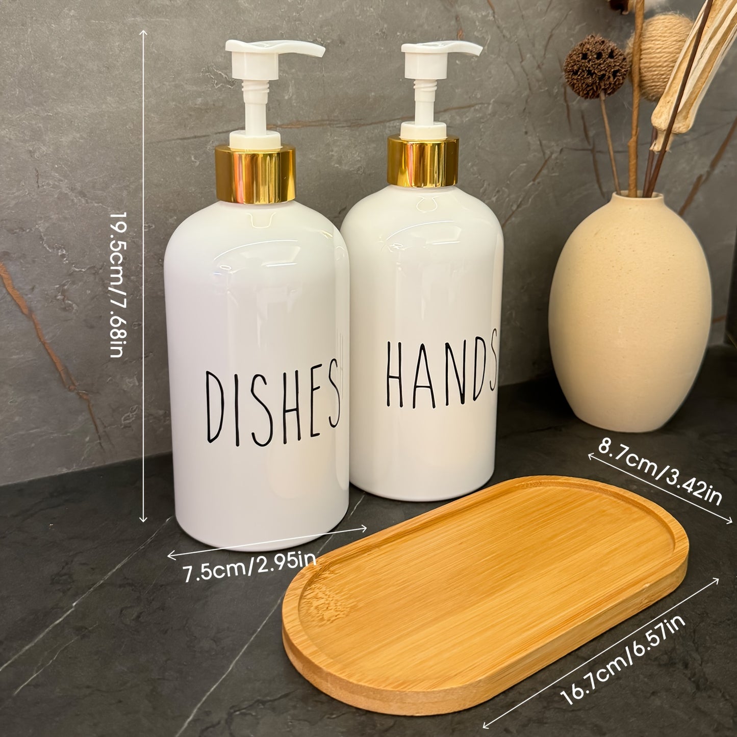 2pcs 16.91oz Letter Graphic Soap Dispenser For Kitchen And Bathroom - Hands And Dish Soap Press Bottle With Easy Refill And Cleaning, Bathroom Organizers Storage White